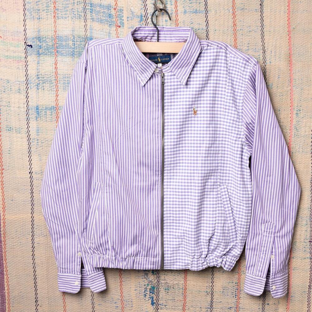 Custom upcycled polo harrington jacket